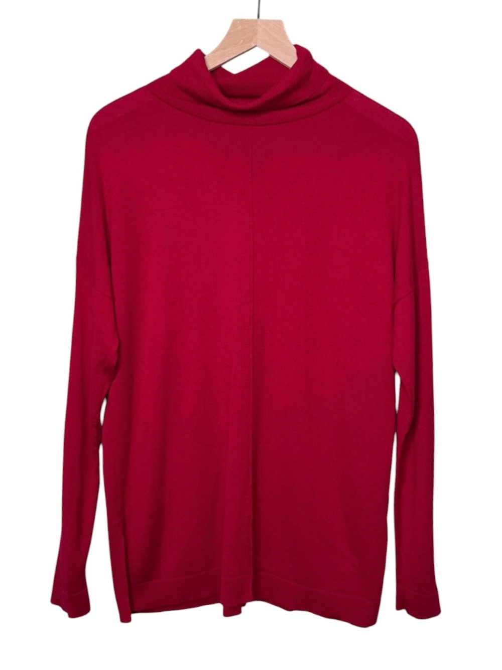 Eileen Fisher Merino Wool Turtleneck Long Sleeve Sweater Red Size Medium Petite